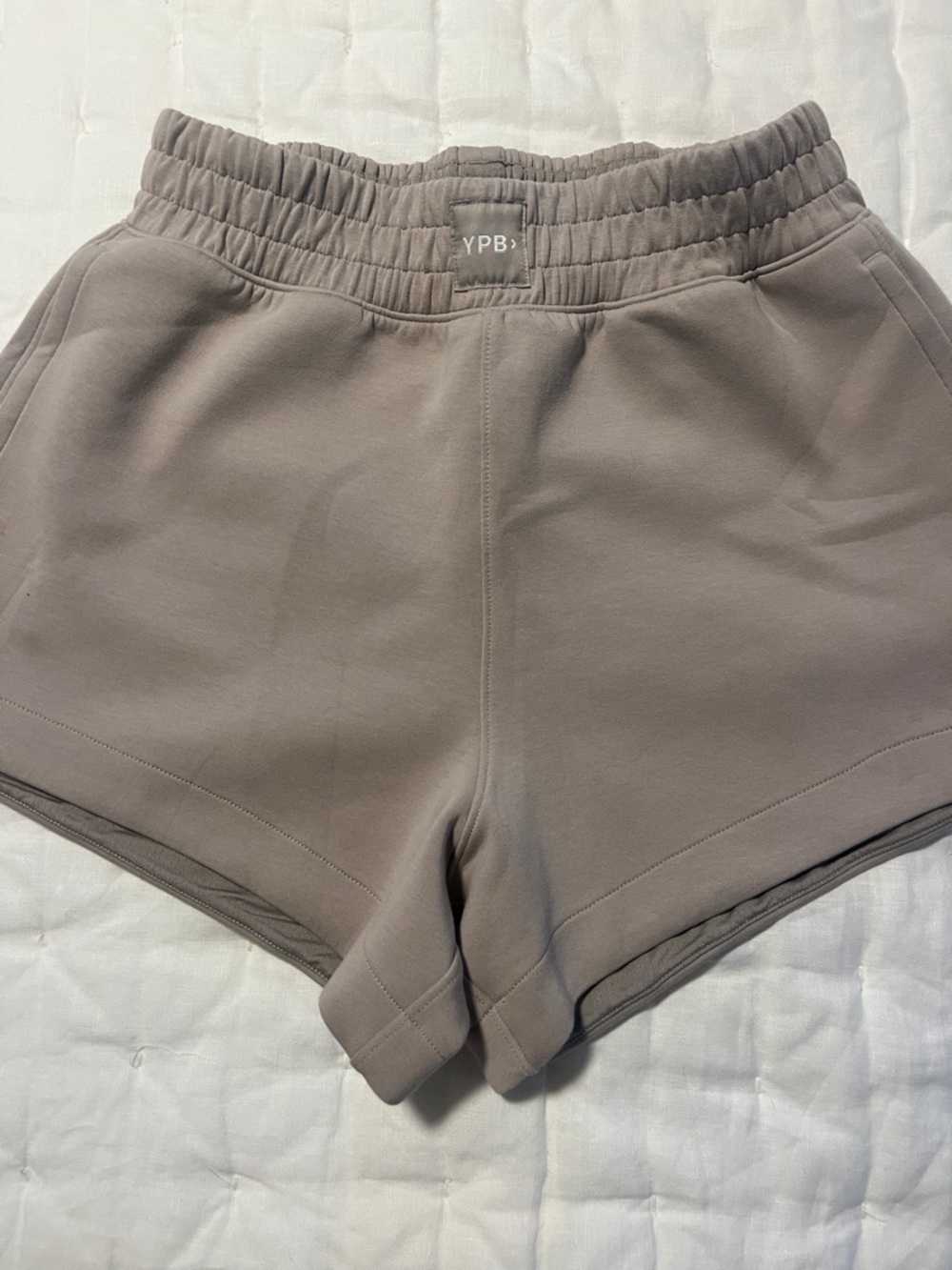 Abercrombie & Fitch Taupe High-Rise Elastic-Waist Athletic Shorts - Picture 1 of 5